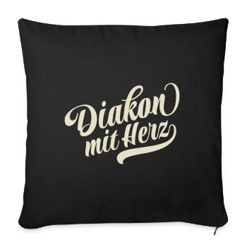 Diakon mit Herz - Motivation und Erfolg - Sofakissenbezug 45 x 45 cm - Schwarz - Vorne