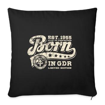 Born in GDR 1955 - Geburtstag - Ossi Geschenk - Sofakissenbezug 45 x 45 cm - Schwarz - Vorne