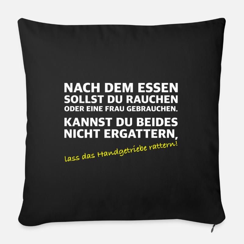 Nach dem Essen sollst du rauchen | lustige Sprüche - Sofakissenbezug 45 x 45 cm - Schwarz