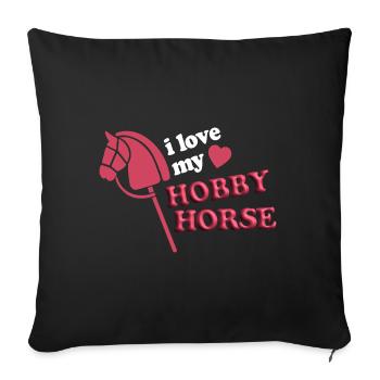 J’aime hobby cheval - coeur - hobby - cadeau 3D - Housse de coussin décorative 45 x 45 cm - noir - Devant