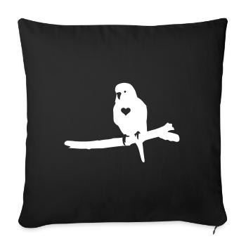 Perruche oiseau amour perruche coeur silhouette - Housse de coussin décorative 45 x 45 cm - noir - Devant