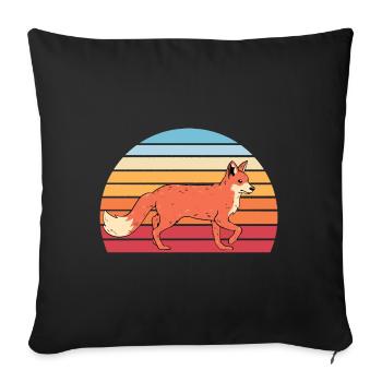 Rétro forêt Animal Nature forêt créature cadeau renard - Housse de coussin décorative 45 x 45 cm - noir - Devant