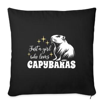 Just a girl who loves capybaras - Spruch - Sofa pillowcase 17,3'' x 17,3'' (45 x 45 cm) - black - Front