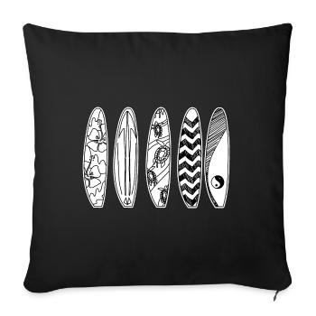 Surf planche De Surf Vintage Classique Rétro Surf - Housse de coussin décorative 45 x 45 cm - noir - Devant