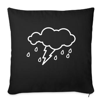 Nuage orages cadeau foudre pluie gouttes météo - Housse de coussin décorative 45 x 45 cm - noir - Devant