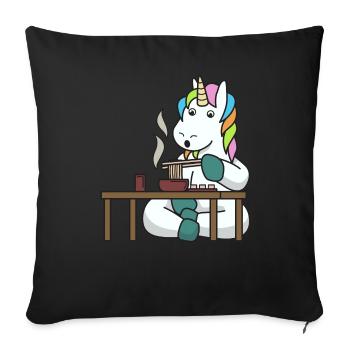 Unicorn mythical creatures eat gift asian noodles - Sofa pillowcase 17,3'' x 17,3'' (45 x 45 cm) - black - Front