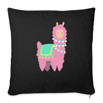 Lama alpaga cadeau drôles d'animaux zoo humour comique - Housse de coussin décorative 45 x 45 cm - noir - Devant