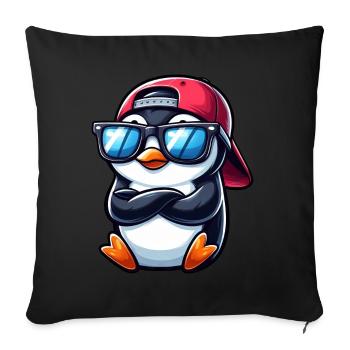 Cool Penguin with Sunglasses Cartoon 1 - Sofa pillowcase 17,3'' x 17,3'' (45 x 45 cm) - black - Front