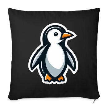 Mignon pingouin dessin animé minimaliste - Housse de coussin décorative 45 x 45 cm - noir - Devant