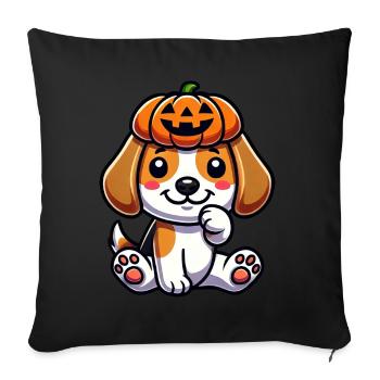 Mignon dessin animé Beagle Chien Halloween Citrouille Octobre - Housse de coussin décorative 45 x 45 cm - noir - Devant