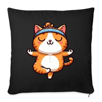 Cat Yoga Meditation Meditation Balancing - Sofa pillowcase 17,3'' x 17,3'' (45 x 45 cm) - black - Front