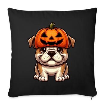 Cute Bulldog Halloween Pumpkin Cartoon - Sofa pillowcase 17,3'' x 17,3'' (45 x 45 cm) - black - Front