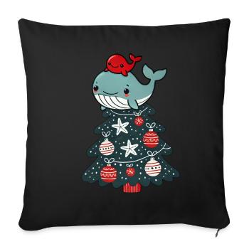 Cute Christmas Tree Fir Tree Cartoon with Sea - Sofa pillowcase 17,3'' x 17,3'' (45 x 45 cm) - black - Front