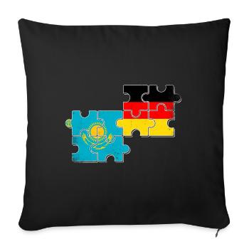 Kasachstan Deutschland Flagge - Sofakissenbezug 45 x 45 cm - Schwarz - Vorne