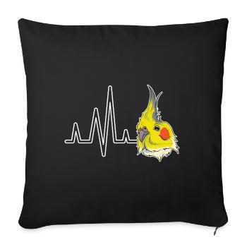 Heartbeat Parrot Bird Gift Cockatiel - Sofa pillowcase 17,3'' x 17,3'' (45 x 45 cm) - black - Front