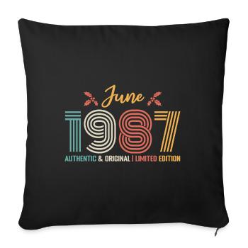 June 1987 Birthday June 1987 Retro June - Sofa pillowcase 17,3'' x 17,3'' (45 x 45 cm) - black - Front