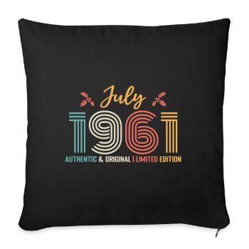 July 1961 July birthday July 1961 - Sofa pillowcase 17,3'' x 17,3'' (45 x 45 cm) - black - Front