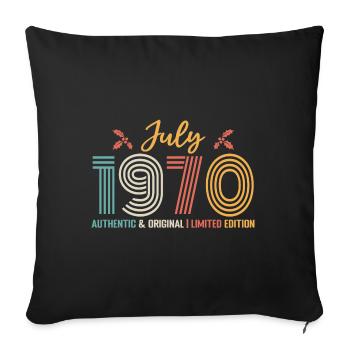 July 1970 Birthday July 1970 July - Sofa pillowcase 17,3'' x 17,3'' (45 x 45 cm) - black - Front