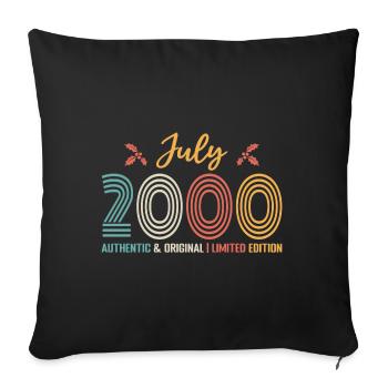 July 2000 birthday July 2000 July - Sofa pillowcase 17,3'' x 17,3'' (45 x 45 cm) - black - Front