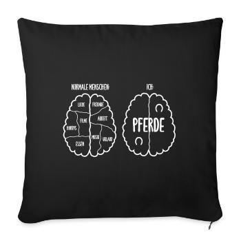 Nur Pferde im Kopf - Reiten Reiter Pferd - Sofakissenbezug 45 x 45 cm - Schwarz - Vorne