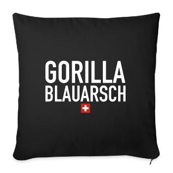 Gorilla Blauarsch | Schweiz, Sprichwort, Fondue - Sofakissenbezug 45 x 45 cm - Schwarz - Vorne
