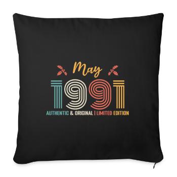May 1991 Birthday May 1991 Retro - Sofa pillowcase 17,3'' x 17,3'' (45 x 45 cm) - black - Front