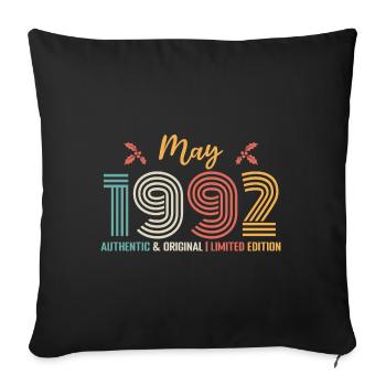 May 1992 Birthday May 1992 Retro - Sofa pillowcase 17,3'' x 17,3'' (45 x 45 cm) - black - Front