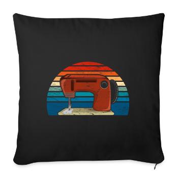 Vintage rose sewing machine seamstress gift sewing - Sofa pillowcase 17,3'' x 17,3'' (45 x 45 cm) - black - Front