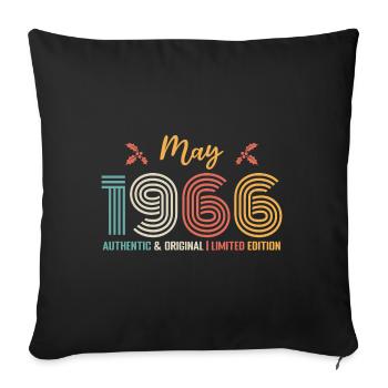 May 1966 Birthday May 1966 Retro - Sofa pillowcase 17,3'' x 17,3'' (45 x 45 cm) - black - Front
