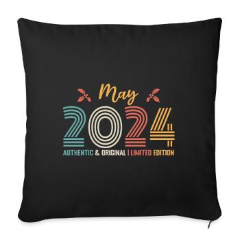 May 2024 Birthday May 2024 Retro - Sofa pillowcase 17,3'' x 17,3'' (45 x 45 cm) - black - Front