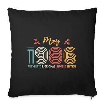 Mai 1986 anniversaire Mai 1986 rétro - Housse de coussin décorative 45 x 45 cm - noir - Devant