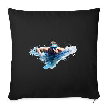 Swimming is a popular sport - Sofa pillowcase 17,3'' x 17,3'' (45 x 45 cm) - black - Front