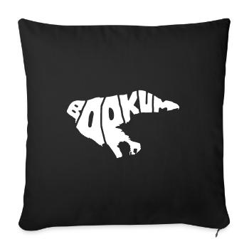 Borkum island silhouette contour vacances Mer du Nord - Housse de coussin décorative 45 x 45 cm - noir - Devant
