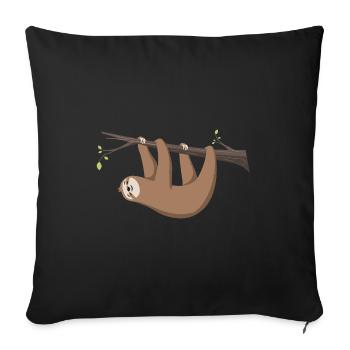 Faultier Sloth hängt am Ast - Sofakissenbezug 45 x 45 cm - Schwarz - Vorne