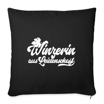 Winzerin aus Leidenschaft - Motivation und Erfolg - Sofakissenbezug 45 x 45 cm - Schwarz - Vorne