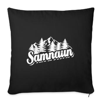 Samnaun - Wald und Berge Wandern Erholung - Sofakissenbezug 45 x 45 cm - Schwarz - Vorne