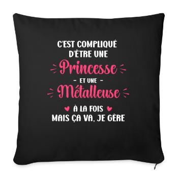 C est compliqué princesse et métalleuse - Housse de coussin décorative 45 x 45 cm - noir - Devant