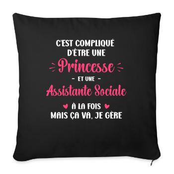C est compliqué princesse et Assistante Sociale - Housse de coussin décorative 45 x 45 cm - noir - Devant