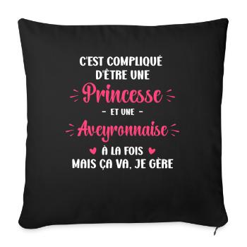 C est compliqué princesse et Aveyronnaise - Housse de coussin décorative 45 x 45 cm - noir - Devant