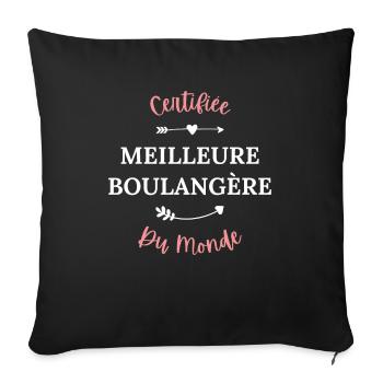 Certifiée meilleure boulangère du monde - Housse de coussin décorative 45 x 45 cm - noir - Devant