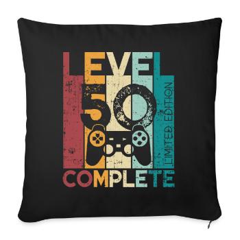 50 anniversaire Niveau 50 Cadeau complet de 50 ans - Housse de coussin décorative 45 x 45 cm - noir - Devant