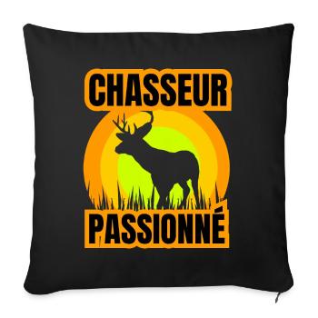 chasseur passionné - Housse de coussin décorative 45 x 45 cm - noir - Devant