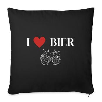 J’aime la bière cœur cadeau bière amour - Housse de coussin décorative 45 x 45 cm - noir - Devant