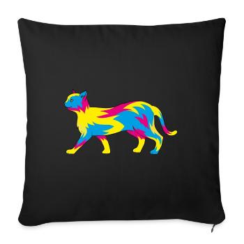 LGBT Cat Pan Pride Month Gift Pansexual - Sofa pillowcase 17,3'' x 17,3'' (45 x 45 cm) - black - Front