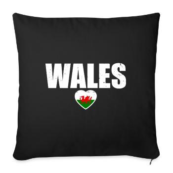 Wales Walisische Flagge Waliser - Sofakissenbezug 45 x 45 cm - Schwarz - Vorne