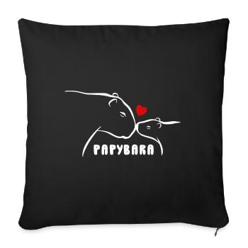 Papybara - Capybara Pun Fête des Pères, Journée des Hommes - Housse de coussin décorative 45 x 45 cm - noir - Devant