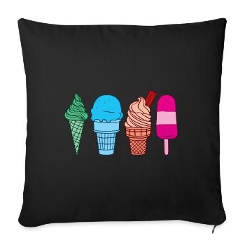 Crème glacée Été Plage Crème glacée Ambiances de vacances - Housse de coussin décorative 45 x 45 cm - noir - Devant