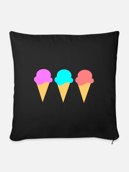 Eis Eiscreme Erdbeere Erdbeereis Sommer Festival - Sofakissenbezug 45 x 45 cm - Schwarz