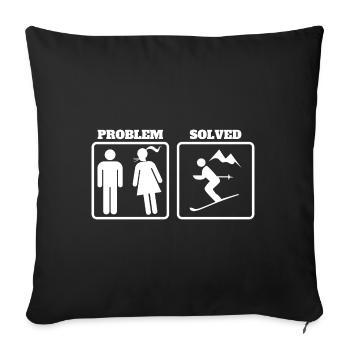 Drôle de montagne Ski Cadeau - Housse de coussin décorative 45 x 45 cm - noir - Devant