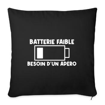 batterie faible besoin d un apero cadeau noel - Housse de coussin décorative 45 x 45 cm - noir - Devant